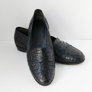 80s - SUSAN BENNIS - WARREN EDWARDS - Loafer - Men's - 10.5 - BLK - Crocodile